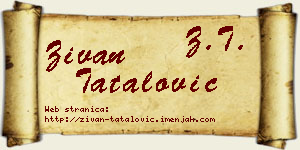 Živan Tatalović vizit kartica